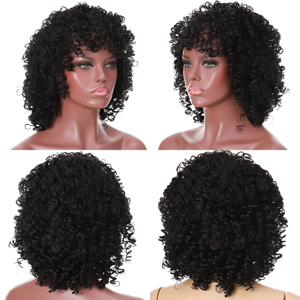 MUMUPI-peluca Afro rizada sintética para mujer, pelo negro Natural Afro de alta temperatura, disponible en 2 colores