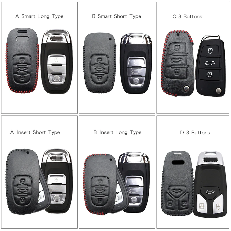 High Quality Leather Car Key Case Cover For Audi A1 A2 A3 A4 A5 A6 A8 Allroad Cabriolet Q2 Q3 Key Parts Skin Shell Car Styling