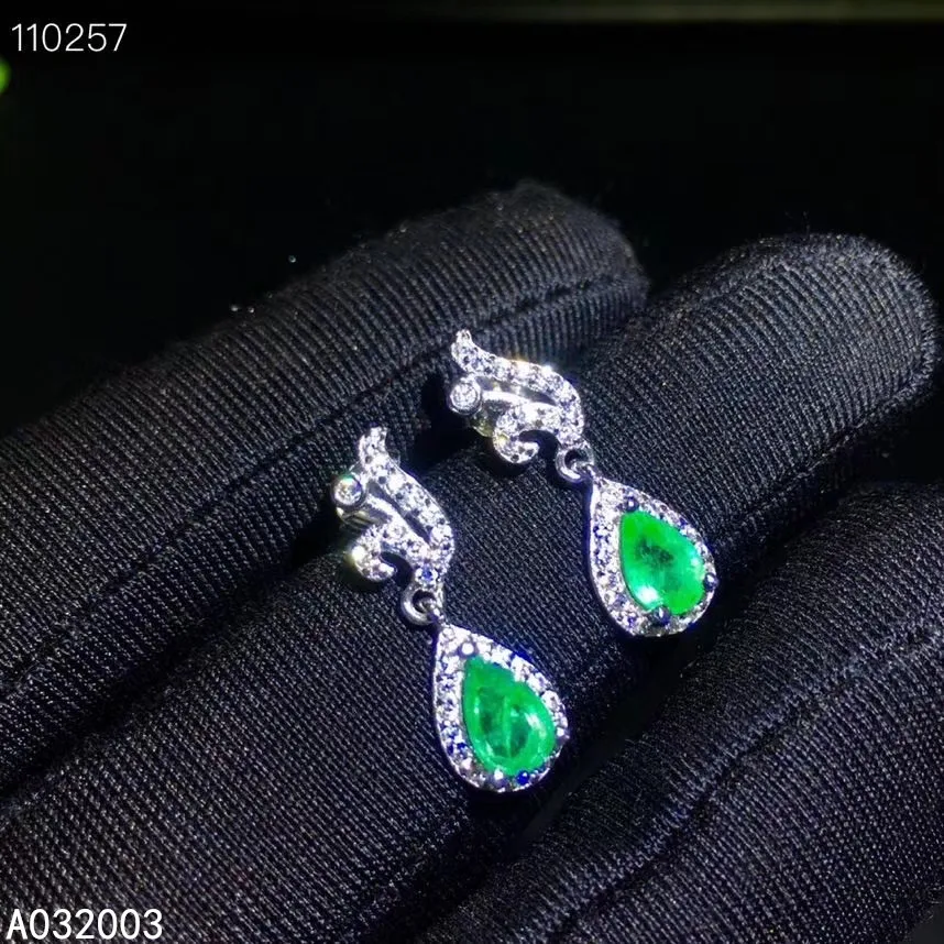 

KJJEAXCMY Fine Jewelry 925 sterling silver inlaid natural Emerald female earrings Ear studs luxury support detection