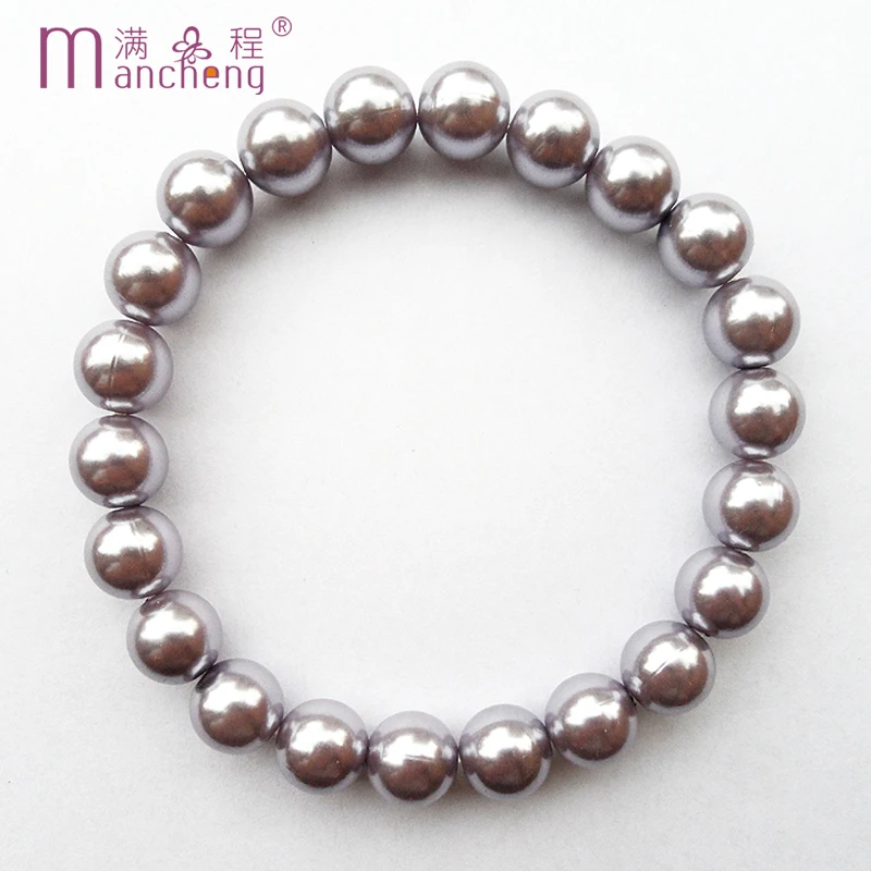 

Light purple 20Beads 10MM Pearl bracelet jewelry Light purple Plastic bracelet Fashion Light purple Imitation pearl bracelet