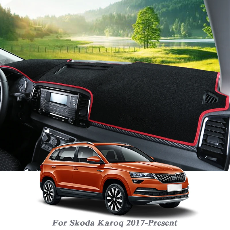 Car Styling Dashboard Avoid Light Pad Instrument Platform Cover Mat Rose For Skoda Karoq 2017-Present LHD&RHD Interior Accessory