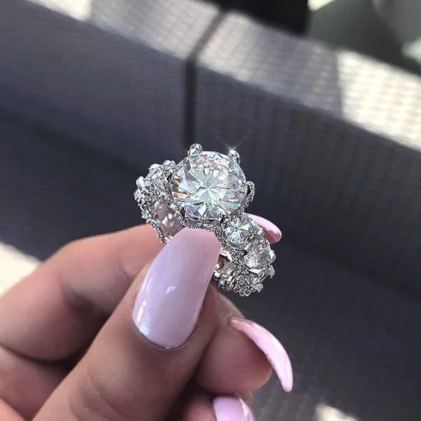 New Arrival Women\'s Ring Zircon Inlaid Female Couple Proposal Engagement Wedding Ring Luxury Jewelry for Women Wholesale