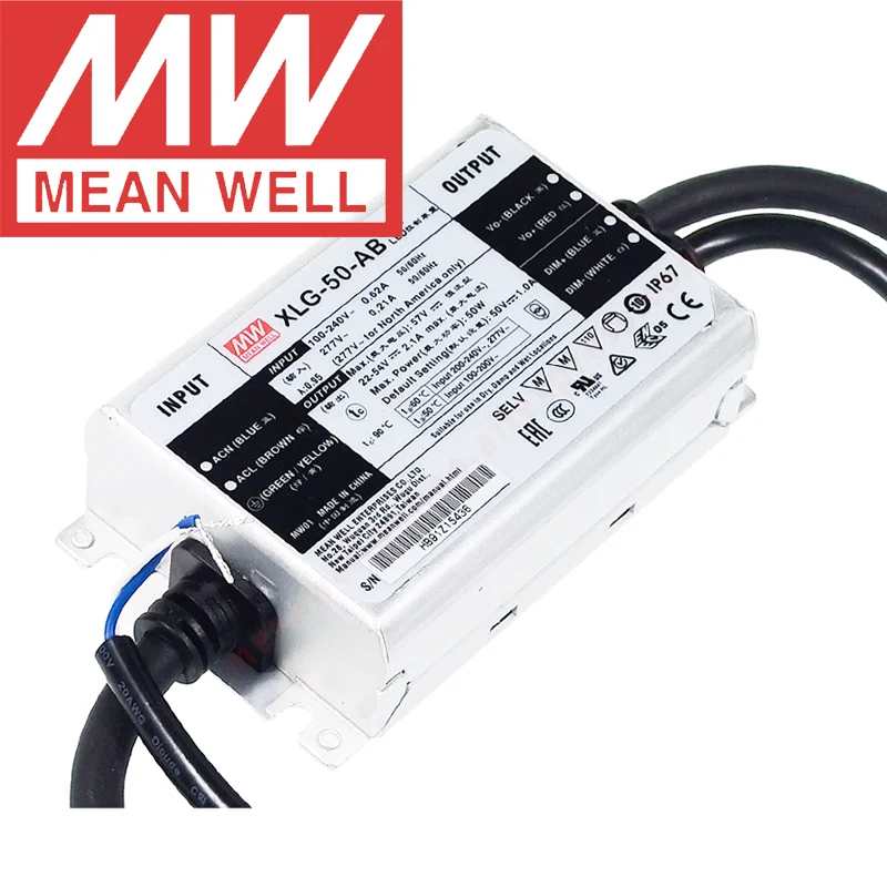 Mean Well XLG-50-AB IP67 Metal Case with PFC 3 in 1 dimming LED lighting meanwell 50W Constant power Mode LED Driver