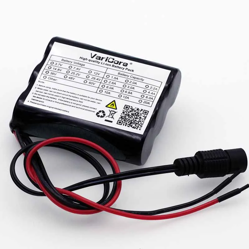 VariCore 12 V 2600 mAh 18650 Li-ion Bateria Recarregável para 35W Lâmpada LED Câmera CCTV 2.6A Baterias + Placa de Proteção