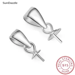 4pcs Genuine Real Pure Solid 925 Sterling Plain Silver Bead Cap Connectors For Ball Beads Pendants Cap Jewelry Making Findings
