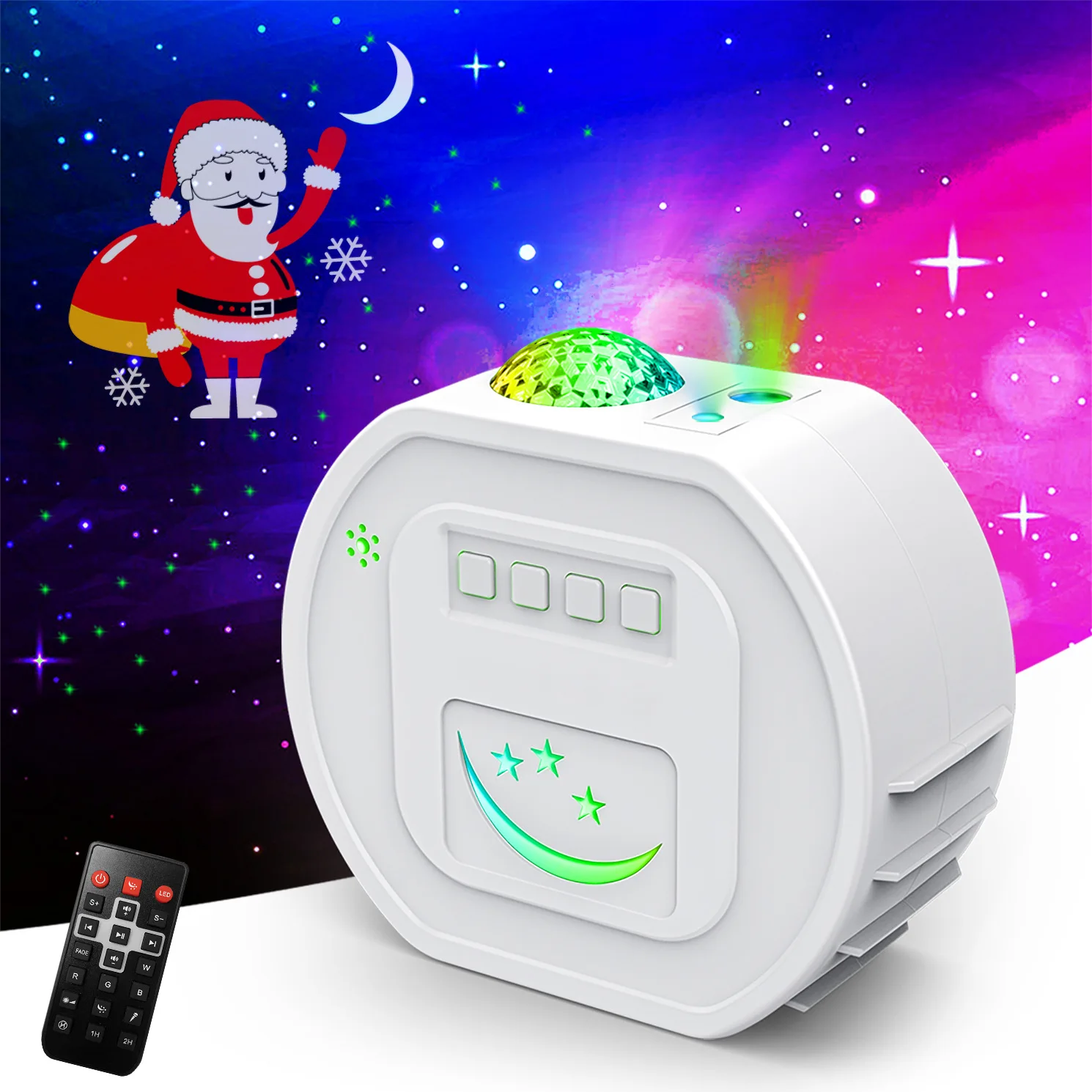 Lampada da proiezione a LED di natale lampada da atmosfera USB per decorazioni natalizie di babbo natale con Audio musicale e luce notturna