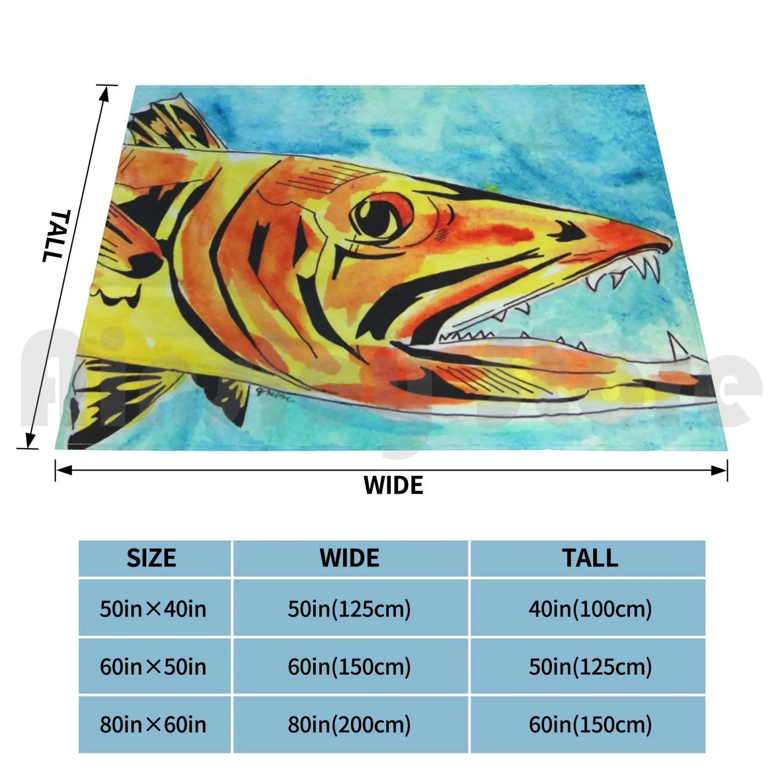 Barracuda Blanket Fashion Custom 2933 Barracuda Fish Gone Fishing Fishing Sea Life Janin Wise Dream