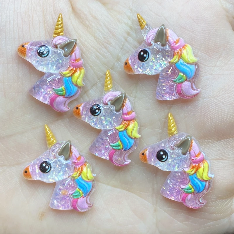 10pcs Unique Cute Unicorn head Flat Back Figurine DIY Wedding Scrapbook Decor Home Craft C01