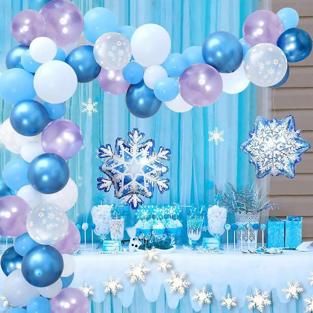 141pcs Balloon Garland Arch Kit Ice Snow Blue White Balloons for Wedding Birthday Baby Shower Bachelorette Party Backdrop Decor