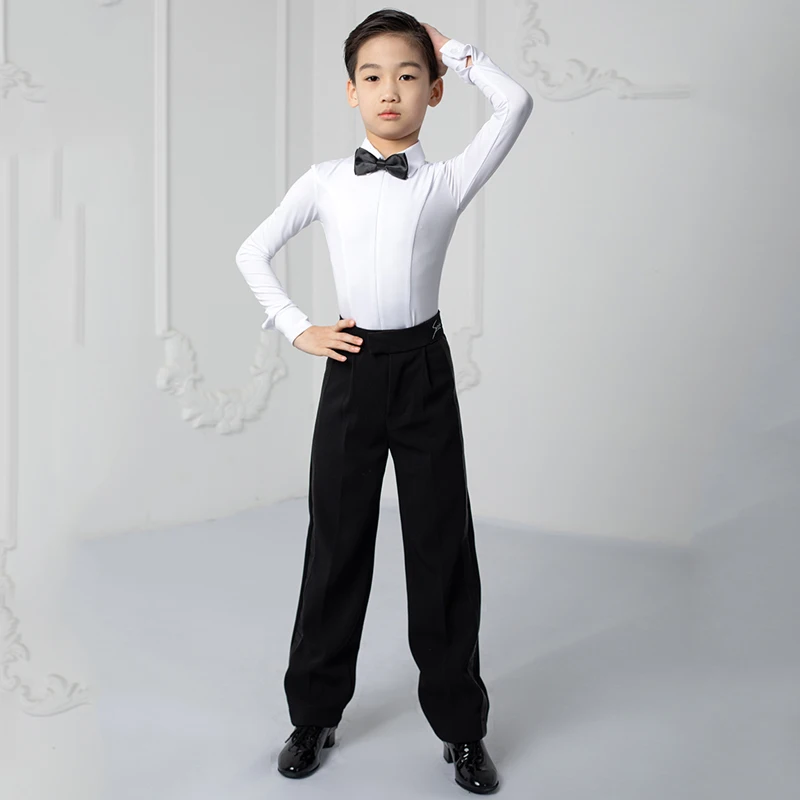 Latin Dance Competition Clothes Kids Professional Shirts Pants Suits Cha Cha Tap Dance Costume Boys Latin Standard Wear DNV14365