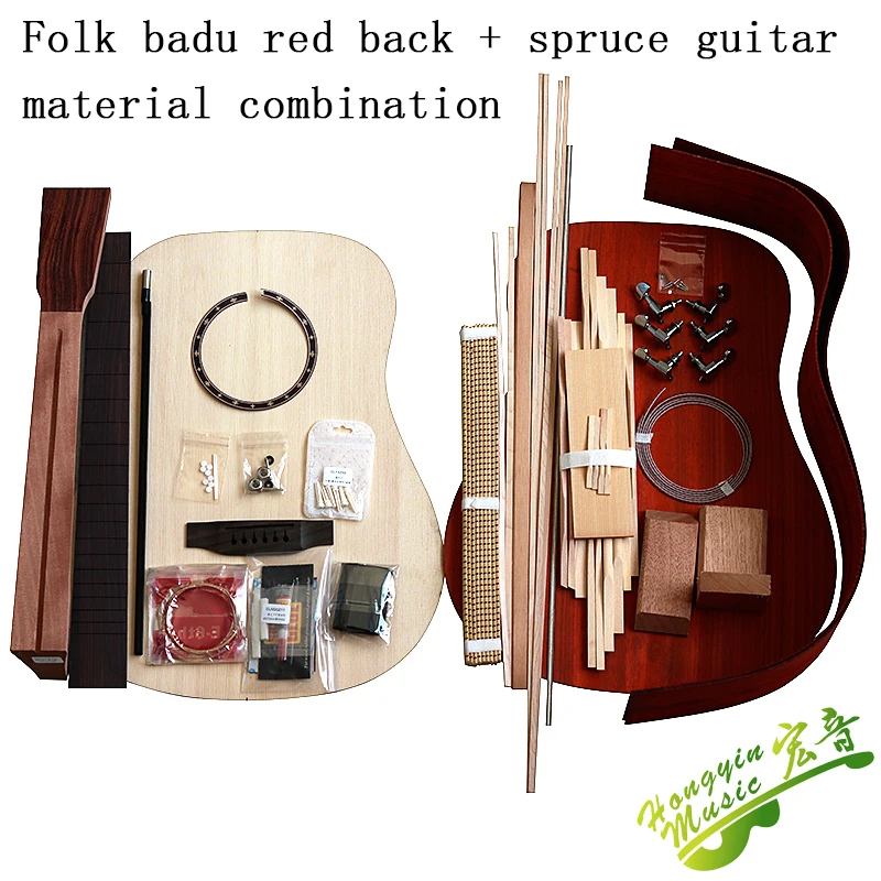 41-inch All single wooden guitar material accessories set AfricanPadauk solide back side Spruce top board solid wood