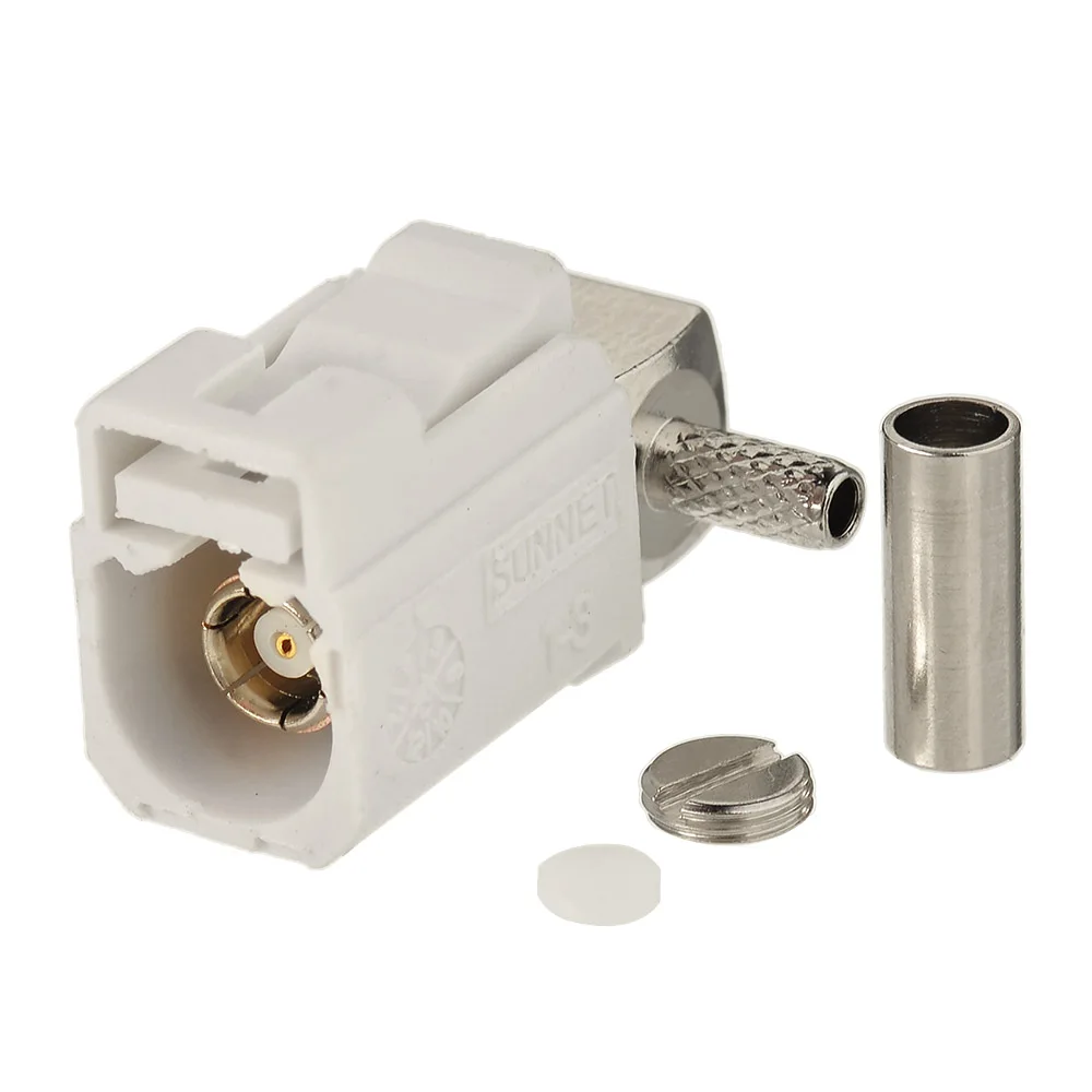 Superbat Fakra B White/9001 Female Right Angle Radio with Phantom Crimp RF Coaxial Connector for Cable RG316 RG174 LMR100