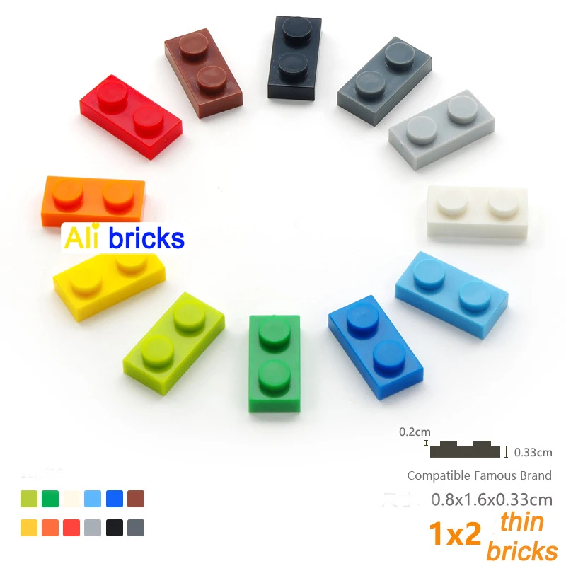 

1000pcs 1x2 Dots DIY Building Blocks Thin Figures Bricks Educational Creative Size Compatible With 3023 Toys for Children