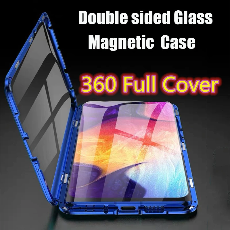 360 Metal Cover For Huawei Mate 20X Magnetic Adsorption Case For Huawei Mate20X Flip Glass Coque Mate20 X Huawei Mate 20X Funda