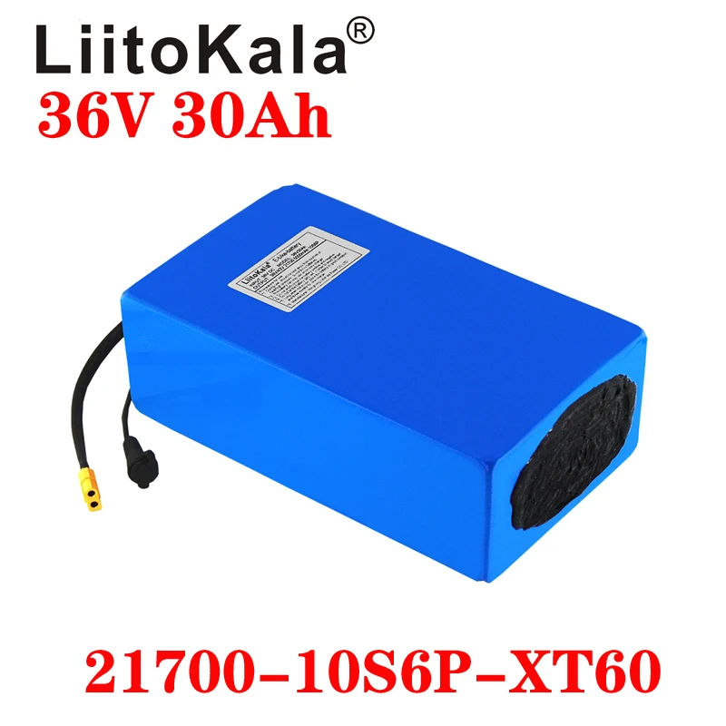 LiitoKala 36v 30ah 21700 10S 6P motocykl elektryczny rower trójkołowy batteria 36v 30ah E akumulator do skutera do Bafang/Tongsheng XT60