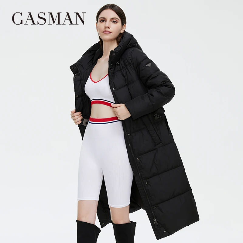 GASMAN 2022 Women\'s Winter Down Jackets Long Fashion Personalized belt Coat women High Quality Warm Outwear Hooded Parkas 21228