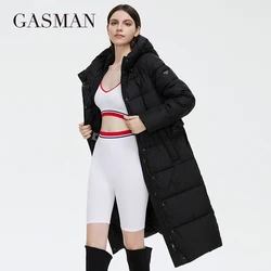 GASMAN 2022 Women's Winter Down Jackets Long Fashion Personalized belt Coat women High Quality Warm Outwear Hooded Parkas 21228