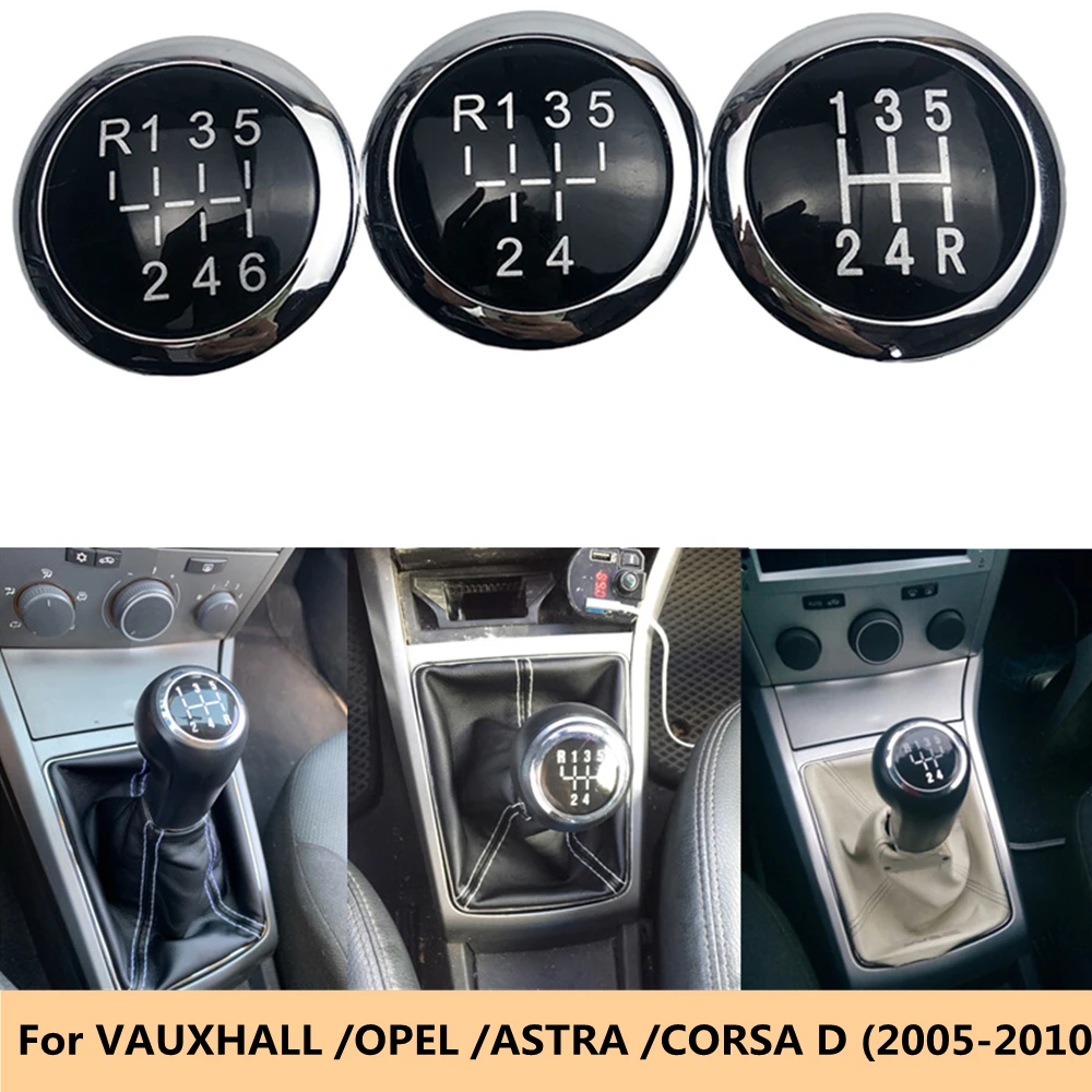 5/6 Speed Gear Stick Shift Knob Lever Cap Top Cover Emblem For VAUXHALL OPEL ASTRA III H CORSA D 2005 2006 2007 2008 2009 2010