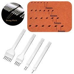 MIUSIE 1Pcs 3/4/5/6mm Spacing Punch Tool For Leather Hole Punches Tool Lacing Stitching Sewing Leather Craft Tools 1/2/4/6 Prong