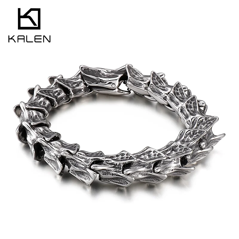 

Kalen Vintage Punk Bracelet Men's Stainless Steel Animal Dragon Keel Jewelry Street Culture