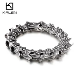 Kalen Vintage Punk Bracelet Men's Stainless Steel Animal Dragon Keel Jewelry  Street Culture