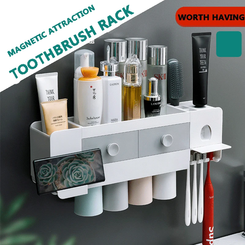 

Automatic Toothpaste Dispenser and Squeezer Set, Bathroom Accessories, Magnetic Adsorption, Inverted Toothbrush Holder