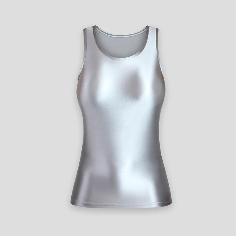 XCKNY Silky oil glossy vest  tight sports top high elastic l solid color shiny versatile sleeveless top multifunctional vest