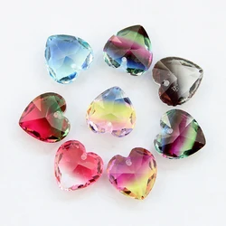 6215 15mm heart rhinestone  heart  Tourmaline pendants beads  gradient ramp heart beads Multicolor DIY Loose Beads Jewelr