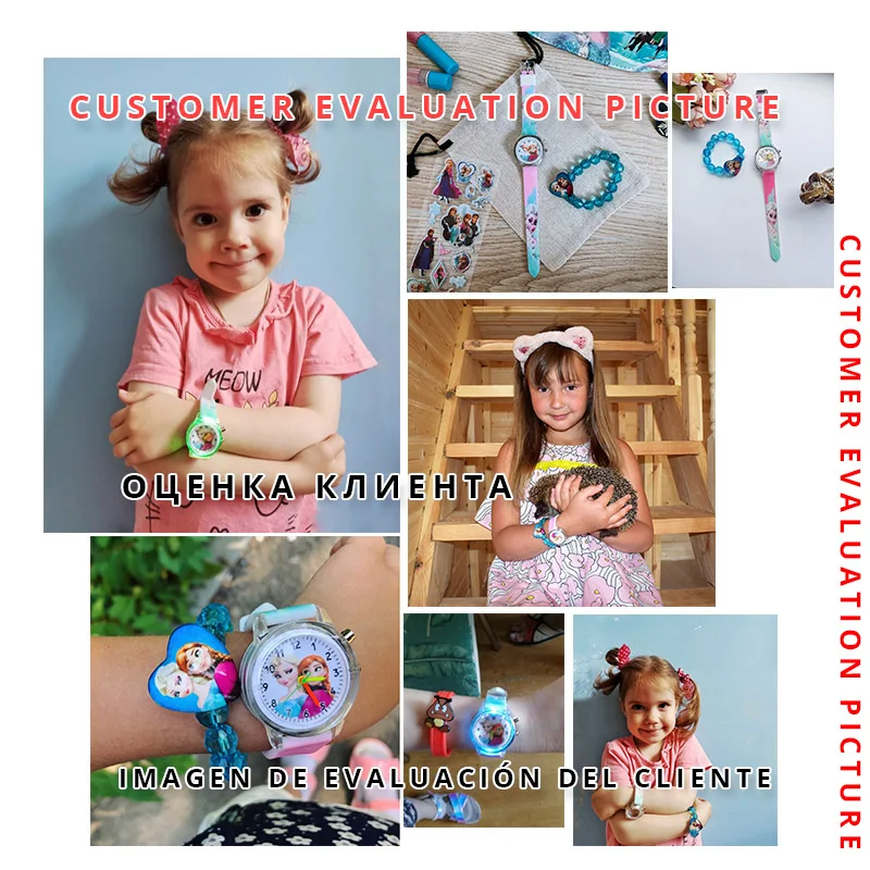 Disney-relojes con luz Flash para niñas, pulsera de Elsa con correa de silicona, relojes de princesa para niños, reloj infantil para estudiantes