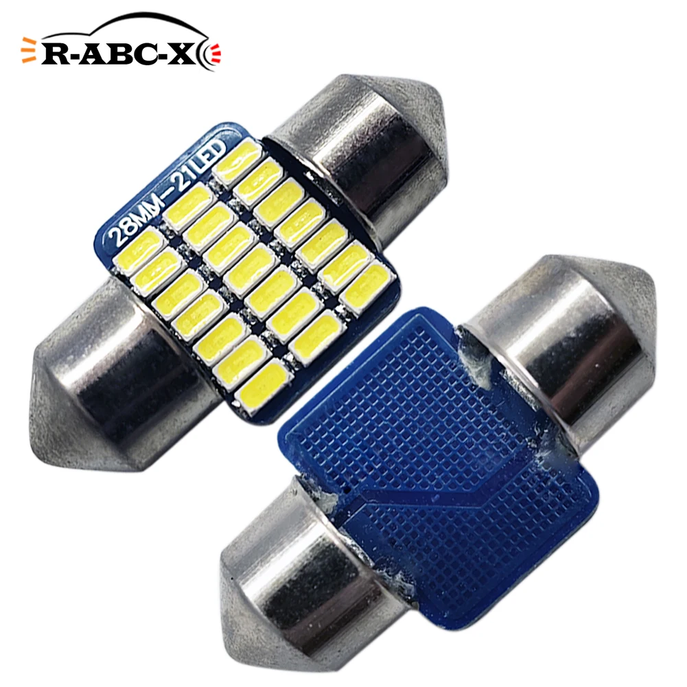 RUIANDSION 2X 28MM 3014SMD 600Lm Ice Blue Pink White Car Interior No Error Festoon LED Dome Light Panel Lamp C5W Bulb 12V