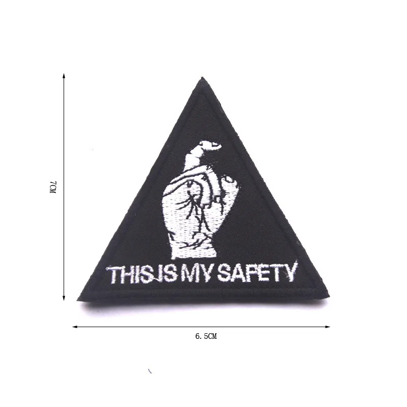 THIS IS MY SAFETY PATCH Gold finger Sir BLACK HAWK DOWN ARMY BADGE SWAT BRAND FASTENER insurance PATCH For Backpack Jacket view 2