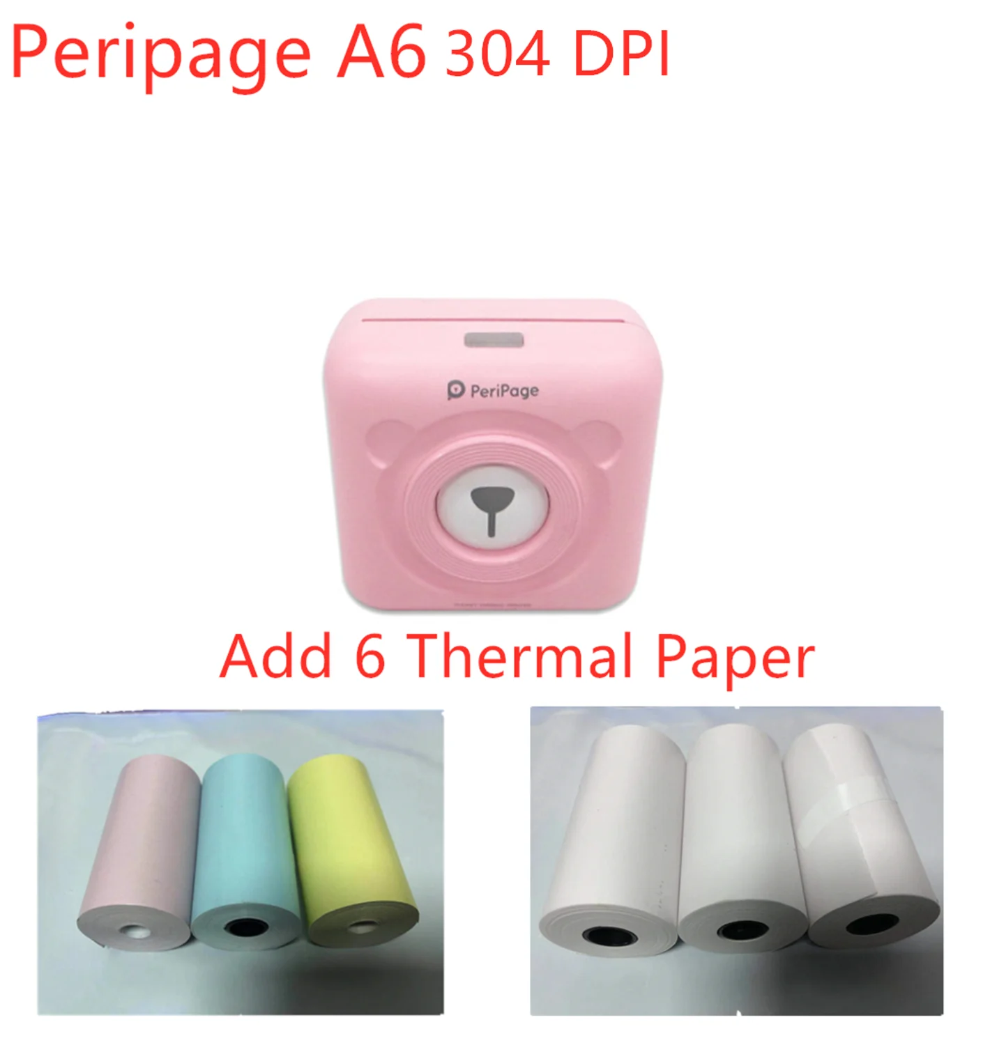 Peripage A6S Bluetooth Portable Printer 304dpi High Resolution Mini Photo Printer thermal Printer For Mobile Phone Android / IOS