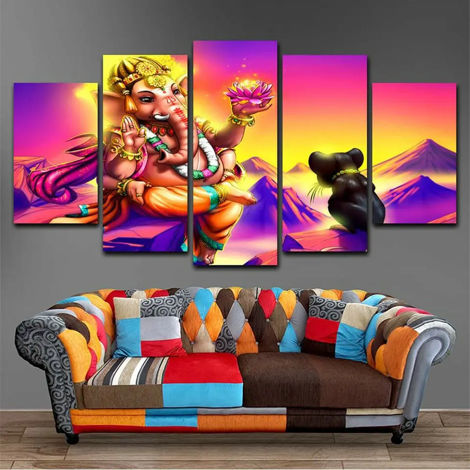 

No Framed Canvas 5Pcs Golden Temple Amritsar Abstract Art Posters Modular Prints Pictures Paintings Home Decor Decorations