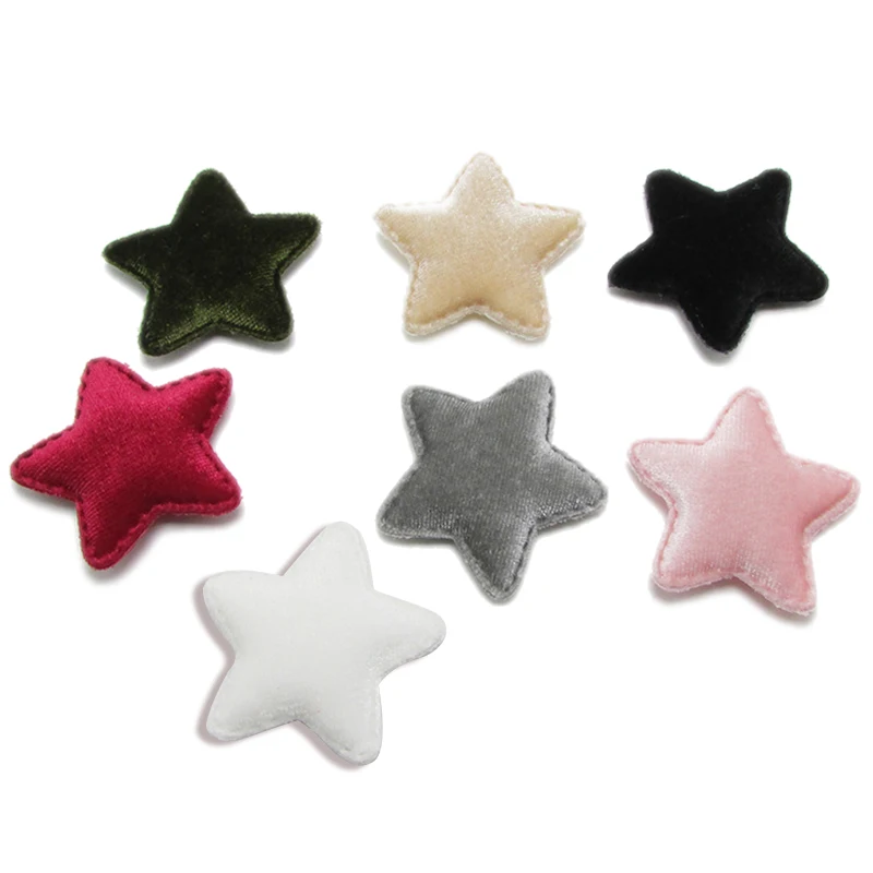 10-80Pcs Flannelette Stars Padded Patches Appliqued DIY Craft Supplies Kids Hair Pin Accessories Material Embossing Ornaments