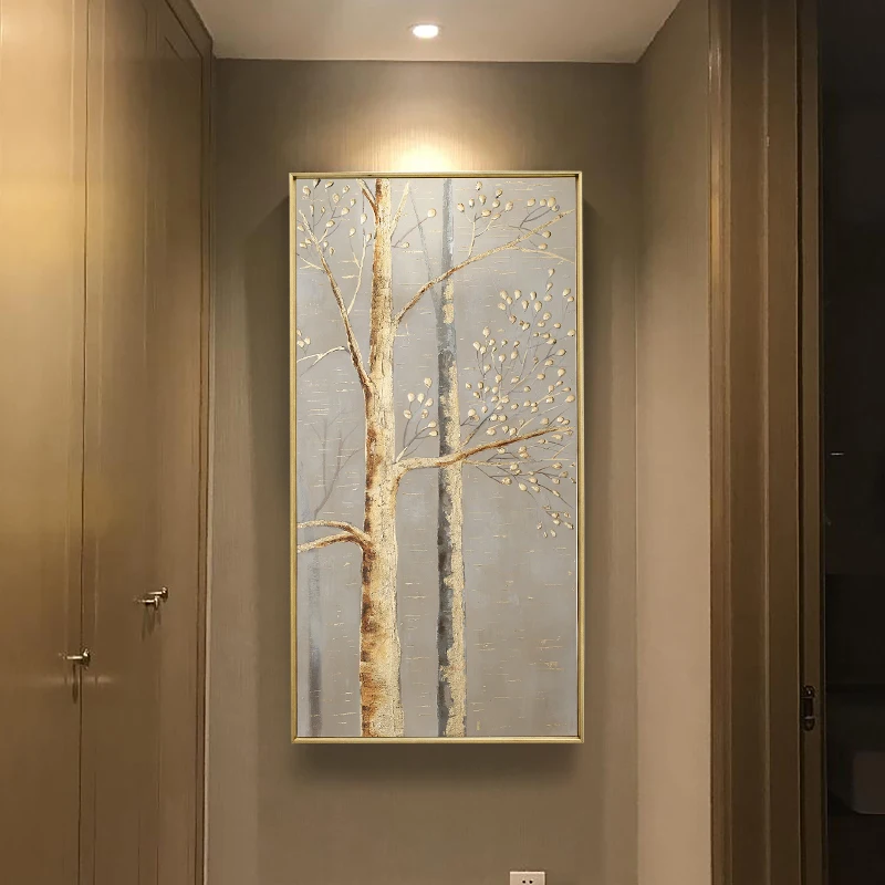 Hand-painted Landscape Painting Modern Minimalist Living Room Entrance Decorative Painting Vertical Version Of The Large Paintin