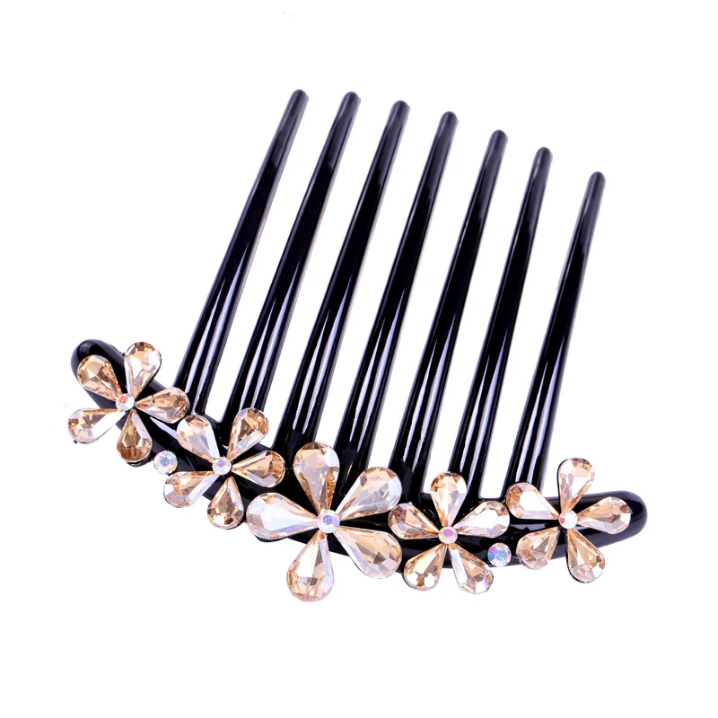 Morkopela Crystal Flower Hair Comb Banquet Hair Jewelry for Women Wedding Hair Clip Accessories Rhinestone Arylic Combs Hairpin