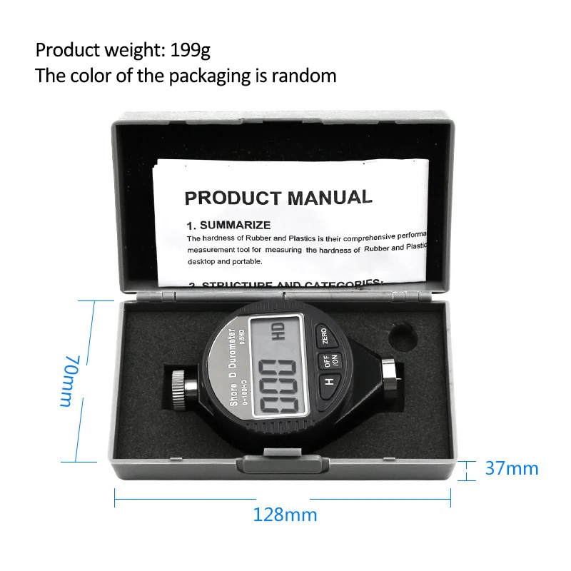 LCD Display 0-100HA Digital Durometer Shore A Hardness Tester Tire Plastic Rubber Test Tools