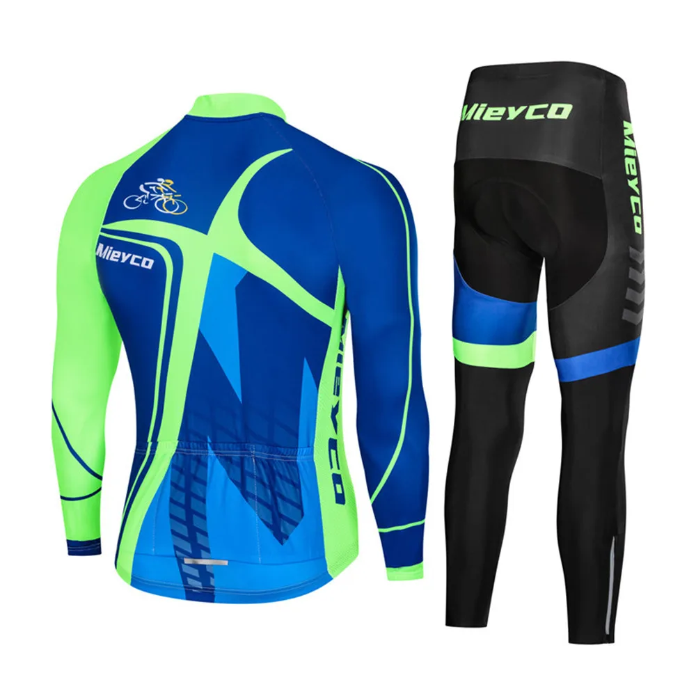 Racing Cyclist Set Spring Autumn Men Cycling Clothing Set Sportswear Road Mountain Bicycle Bike Outdoor Full Zip Long Sleeve Set