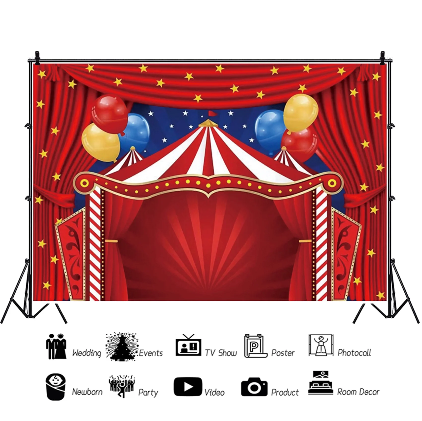 Laeacco circo striscia rossa tenda palcoscenico vinile sfondi bambino festa di compleanno ritratto personalizzato Poster fotografia sfondo