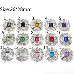 Rectangular Flat Bottom Rhinestone Buttons, DIY Jewelry Accessories, Wedding Invitation, New, Hot Sale, 26x28mm, 2Pcs