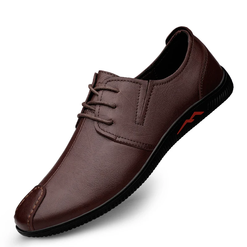 

Luxury Genuine Leather Men's Shoes Soft Flat Sole Work Office Men's Dress Shoes Spring Autumn Lace Up Men's Casual Shoes