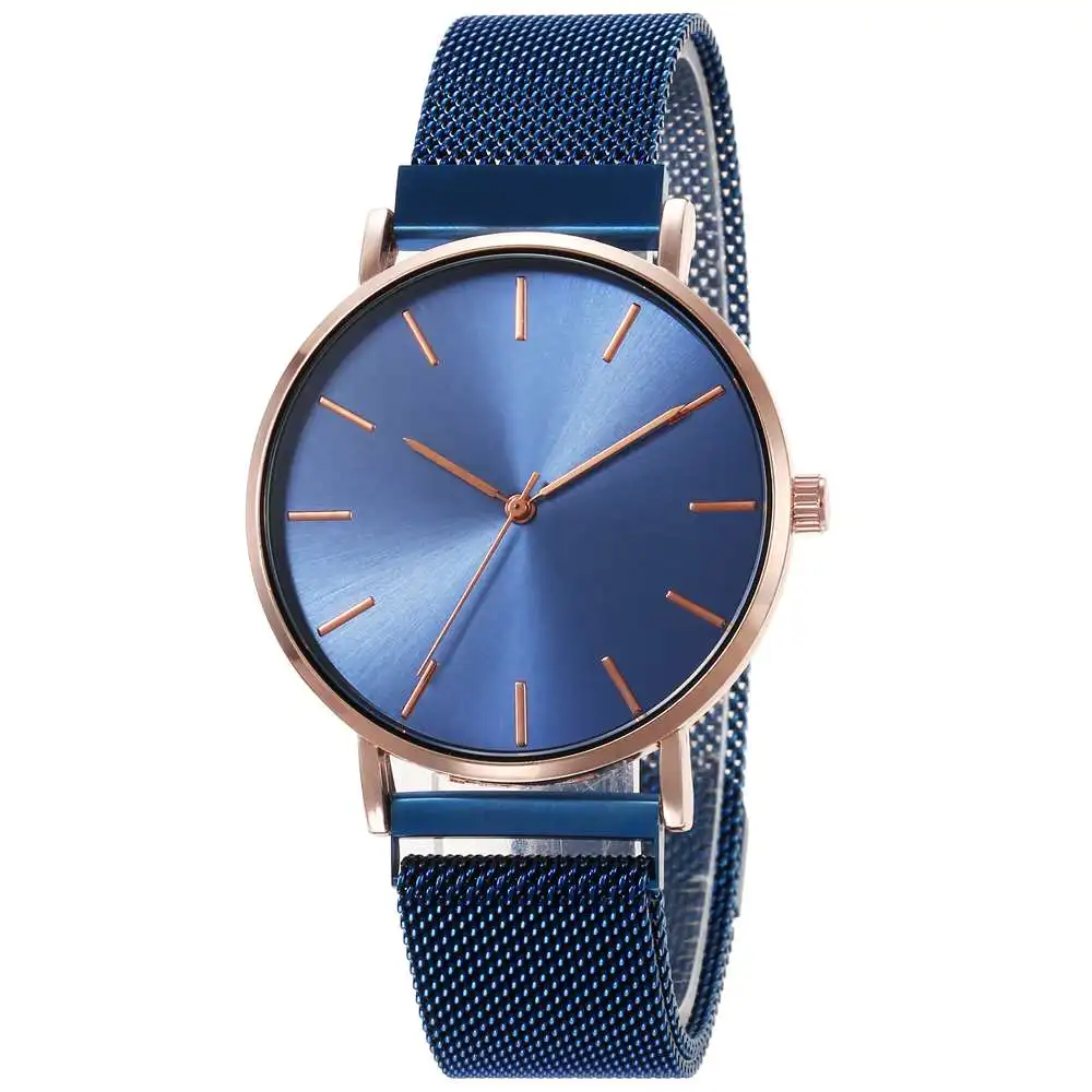 Hoge Kwaliteit Minimalisme Dunne Mannen En Vrouwen Horloge Rvs Magne Mesh Band Quartz Horloge Cadeau Mannen Horloge Geen Logo