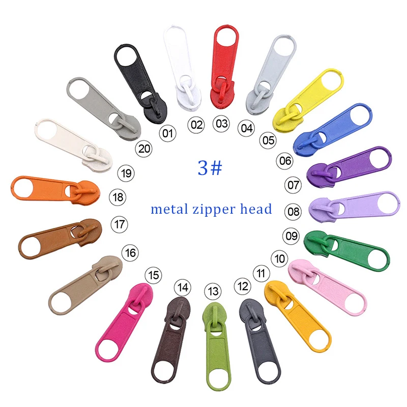 3# Zipper Sliders DIY Zipper Puller Head metal zipper head 10/30/100pcs For Clothing Bags Home Textile Sewing Tailor Accessorie