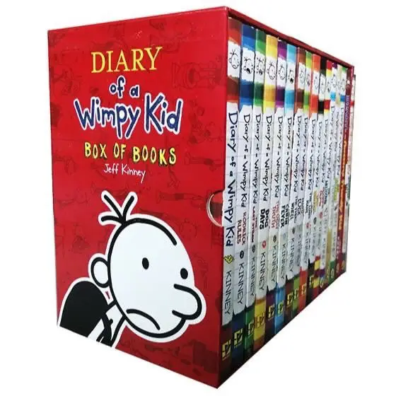 16PCS/Set English Picture Book Diary of a Wimpy kid Comic Bridge Novel Children Daily Reading Book Box Packing Children Age 6-12