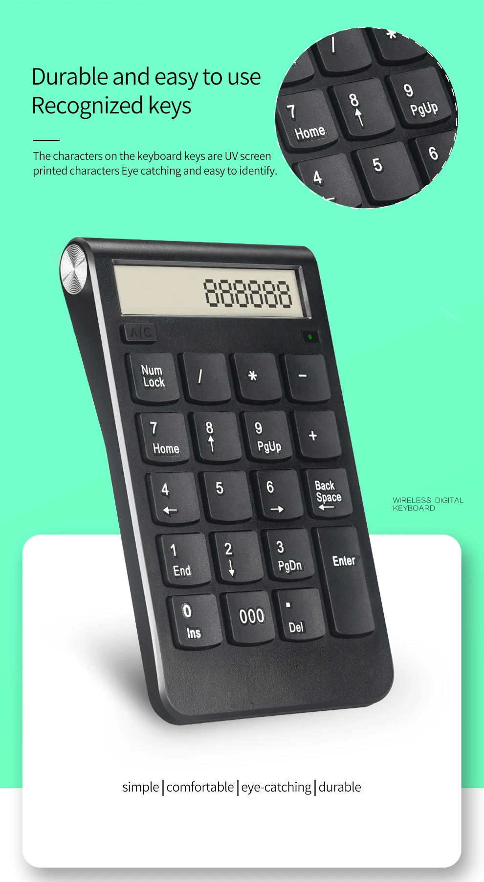 Wireless 2.4G Usb Number Calculator with Digital Display Rechargeable One Handed 19 Keys Numeric Smart Keypad Hot Sale Newest
