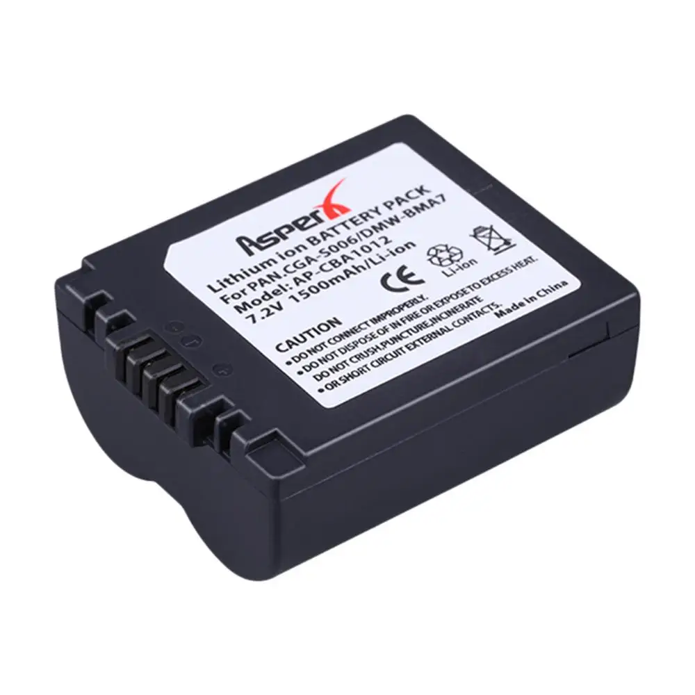 AsperX CGA-S006 CGR CGA S006E Bateria S006 S006A DMW-BMA7 CGR-S006E Baterie do Panasonic DMC FZ7 FZ8 FZ28 FZ30 FZ50