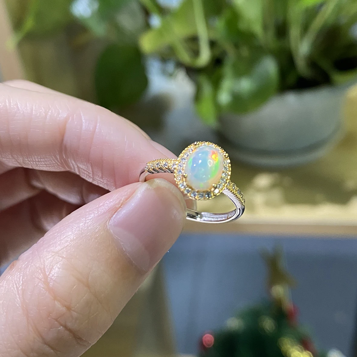 

Dazzling Fire Opal Ring Real 925 Sterling Silver Natural Australian Opal Ring For Girl