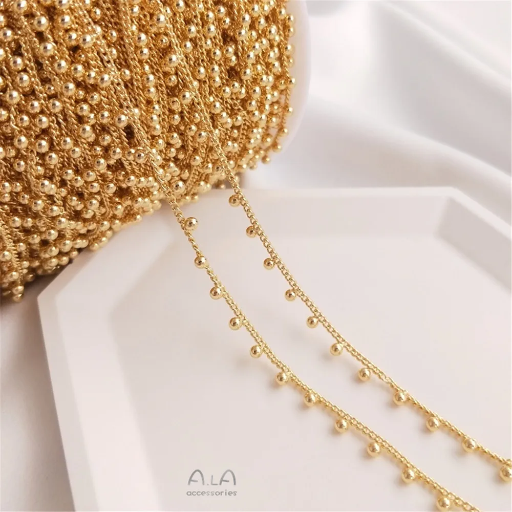 14K Gold Plated Hang ball chain hang wafer chain clip heart five-pointed star hand chain DIY loose chain