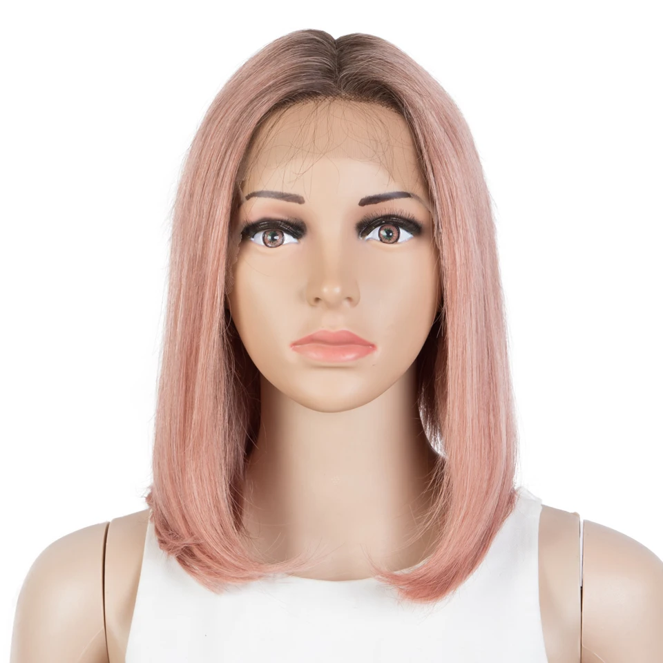 Sleek Short Human Hair Wigs For Women 13X5X2 Straight Bob Lace Front Wig Blonde Pink Red Colored Remy Brazilian Hair Hair Wigs