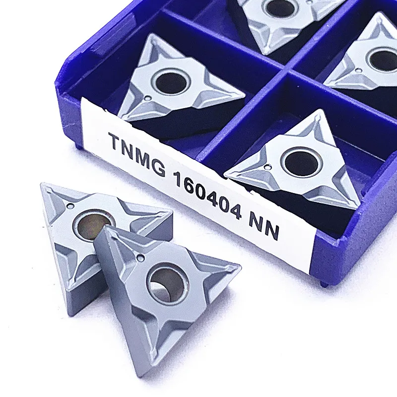 10 Buah TNMG160404 160408 Sisipan Bubut Karbida Alat Putar Berlapis PVD Pisau Tungsten NN LT10 untuk Pengerjaan Logam Pemotongan CNC